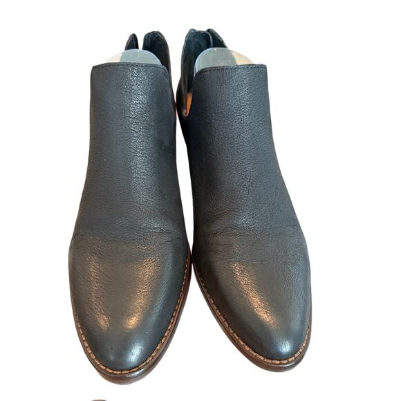 Lucky Brand Black Leather LP Freezia Booties Western Low Heel Ankle Boots 10M - Picture 4 of 8